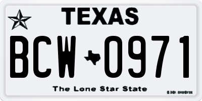 TX license plate BCW0971