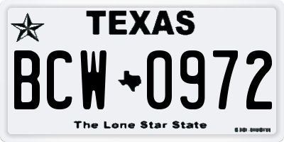 TX license plate BCW0972