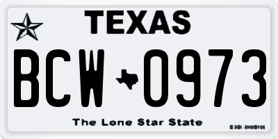 TX license plate BCW0973