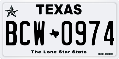 TX license plate BCW0974