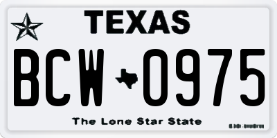 TX license plate BCW0975