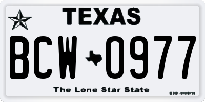 TX license plate BCW0977