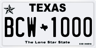 TX license plate BCW1000