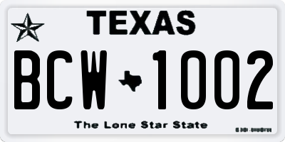 TX license plate BCW1002
