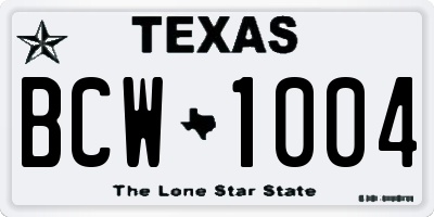 TX license plate BCW1004