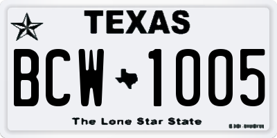 TX license plate BCW1005
