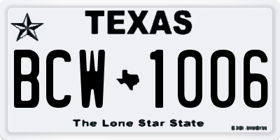 TX license plate BCW1006