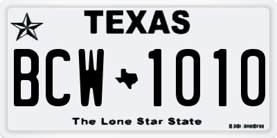 TX license plate BCW1010