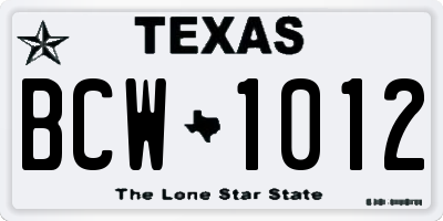 TX license plate BCW1012