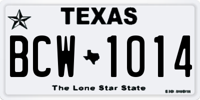 TX license plate BCW1014