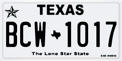 TX license plate BCW1017