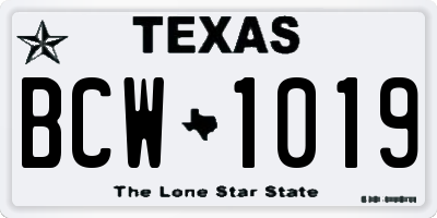 TX license plate BCW1019