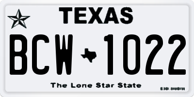 TX license plate BCW1022