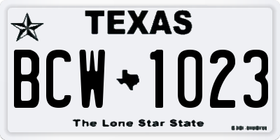 TX license plate BCW1023