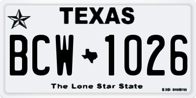TX license plate BCW1026