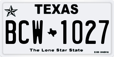 TX license plate BCW1027