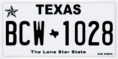 TX license plate BCW1028