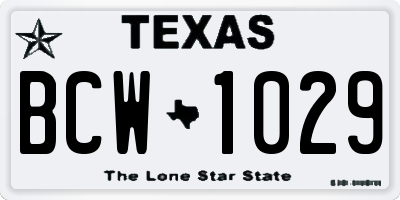 TX license plate BCW1029