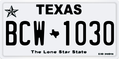 TX license plate BCW1030