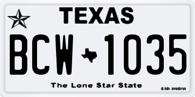 TX license plate BCW1035
