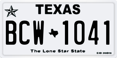 TX license plate BCW1041