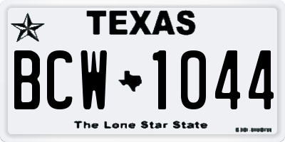 TX license plate BCW1044