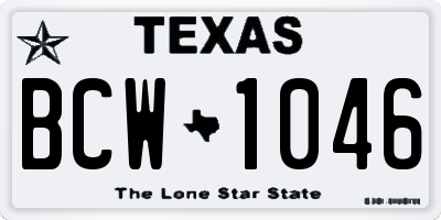 TX license plate BCW1046