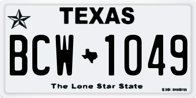 TX license plate BCW1049