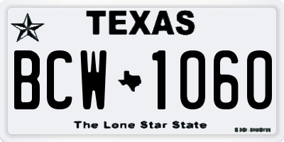 TX license plate BCW1060