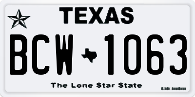 TX license plate BCW1063