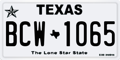TX license plate BCW1065