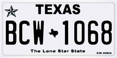 TX license plate BCW1068