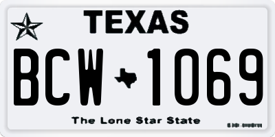 TX license plate BCW1069
