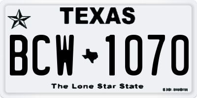 TX license plate BCW1070