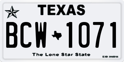 TX license plate BCW1071