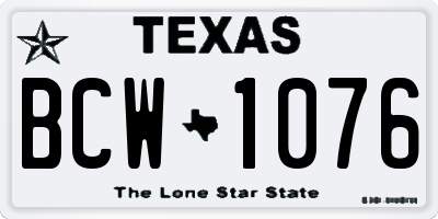 TX license plate BCW1076