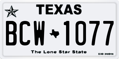 TX license plate BCW1077