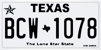 TX license plate BCW1078