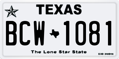 TX license plate BCW1081