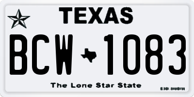 TX license plate BCW1083