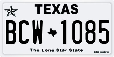 TX license plate BCW1085