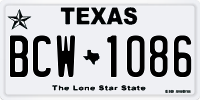 TX license plate BCW1086