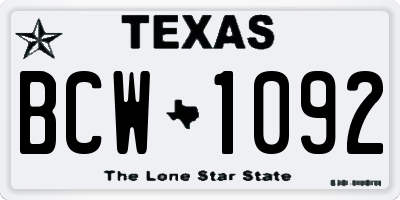 TX license plate BCW1092