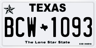 TX license plate BCW1093