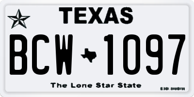 TX license plate BCW1097