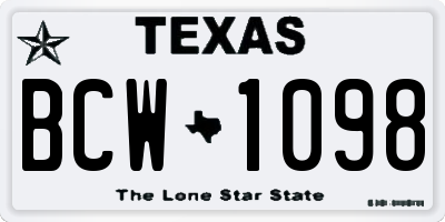 TX license plate BCW1098