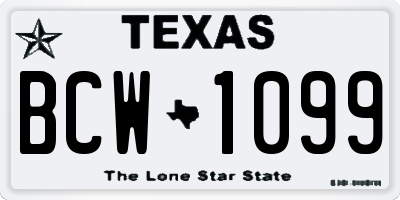 TX license plate BCW1099