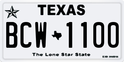 TX license plate BCW1100