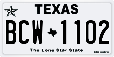 TX license plate BCW1102