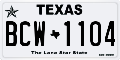 TX license plate BCW1104